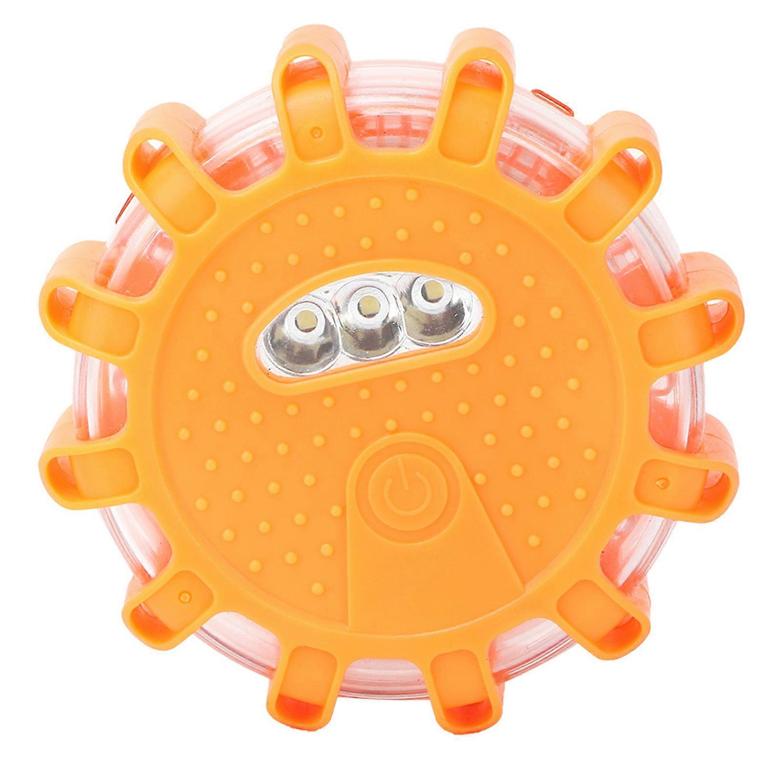 Round LED Car Warning Light, Strong Magnetic High Beam and Emergency Flashing Lights (Amber)