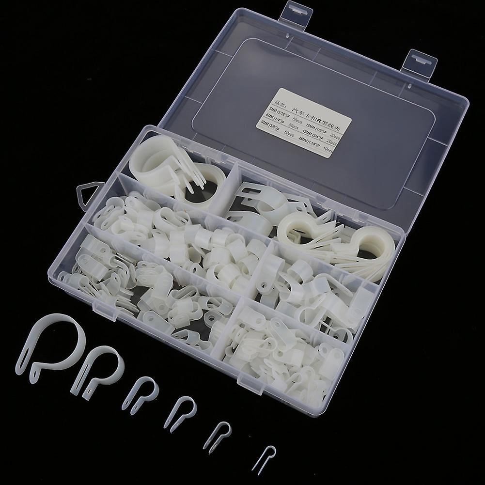200pcs Nylon P Fasteners Clips Kit White Assorted Sizes Box