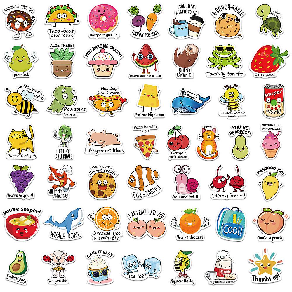 50Pcs Sticker Pack Cute Handbook Journal Fun Reward Waterproof