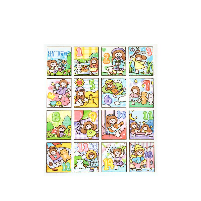 6Pcs Sticker Pack Cute Handbook Journal Cartoon Hand-painted Waterproof
