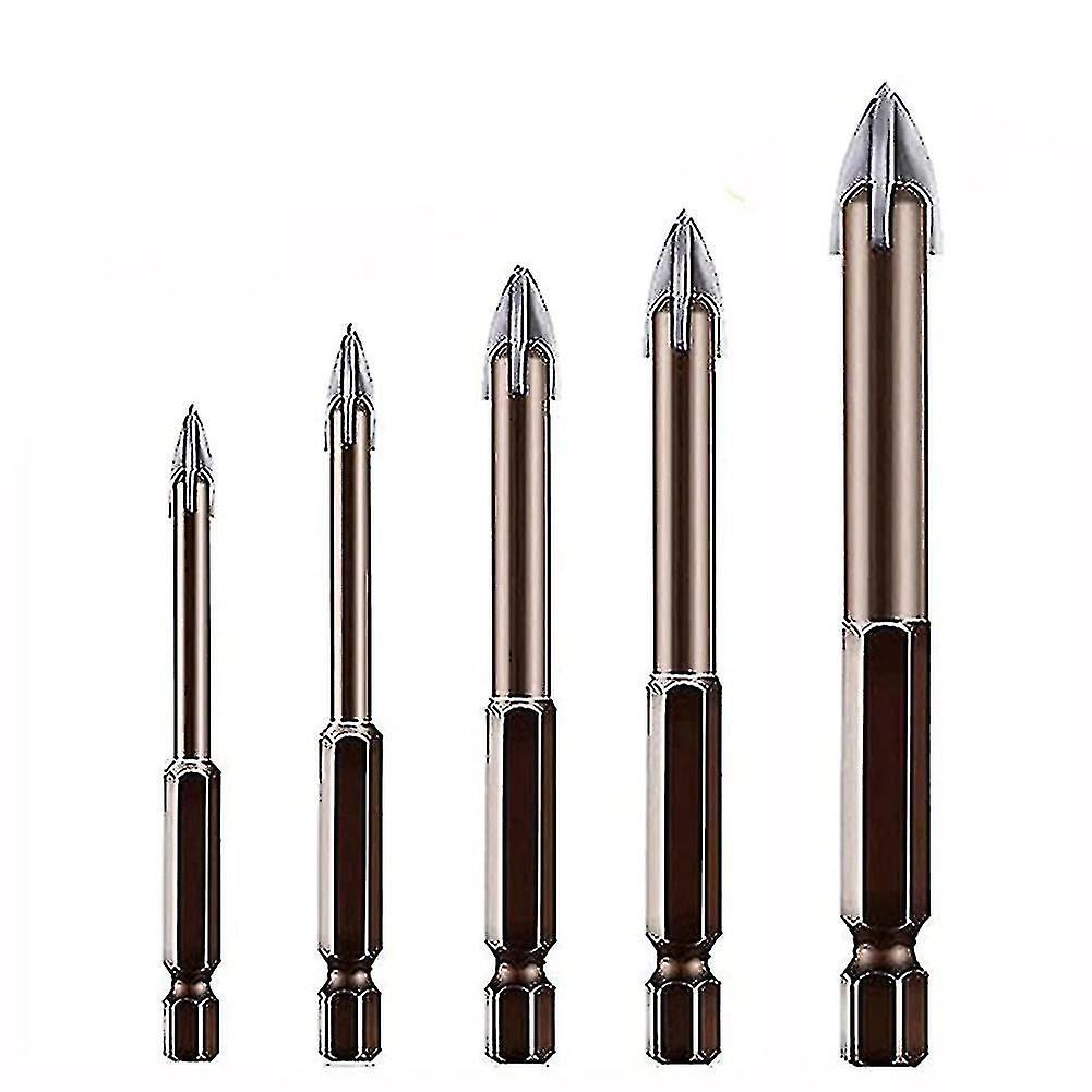 5 Pcs Efficient Universal Drilling Tool, Multifunctional Triple-cornered Cross Alloy Drill Bit Set