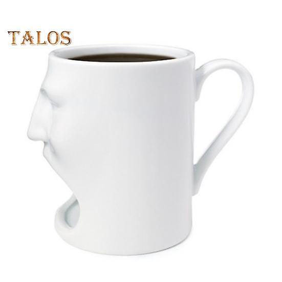 Coffee Cup Stylish Ceramic Tea Cup with Biscuit Holder Creative Face Shape Water Cup for Home