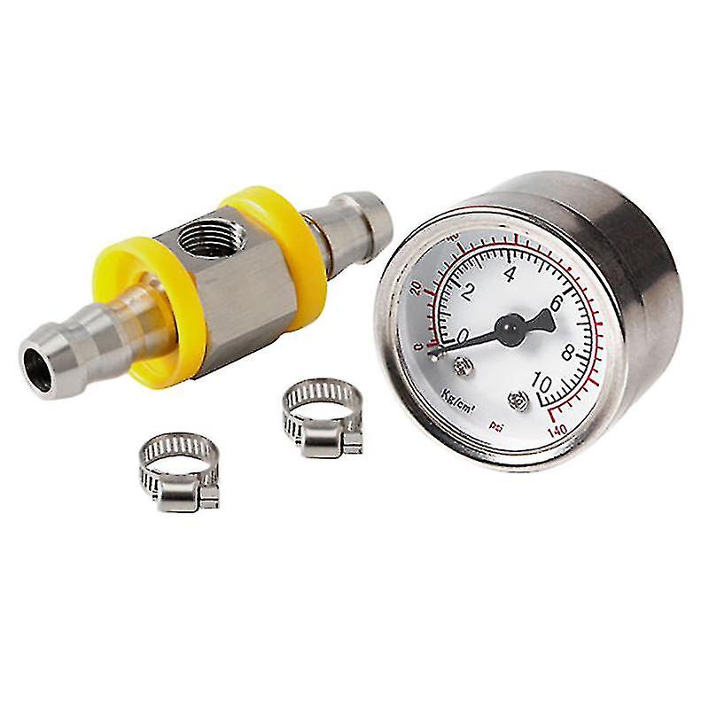 مقياس ضغط الوقود العالمي 1/8 NPT (140 رطل / بوصة مربعة) مع مستشعر مقياس ضغط الوقود لخط الوقود 3/8 بوصة T