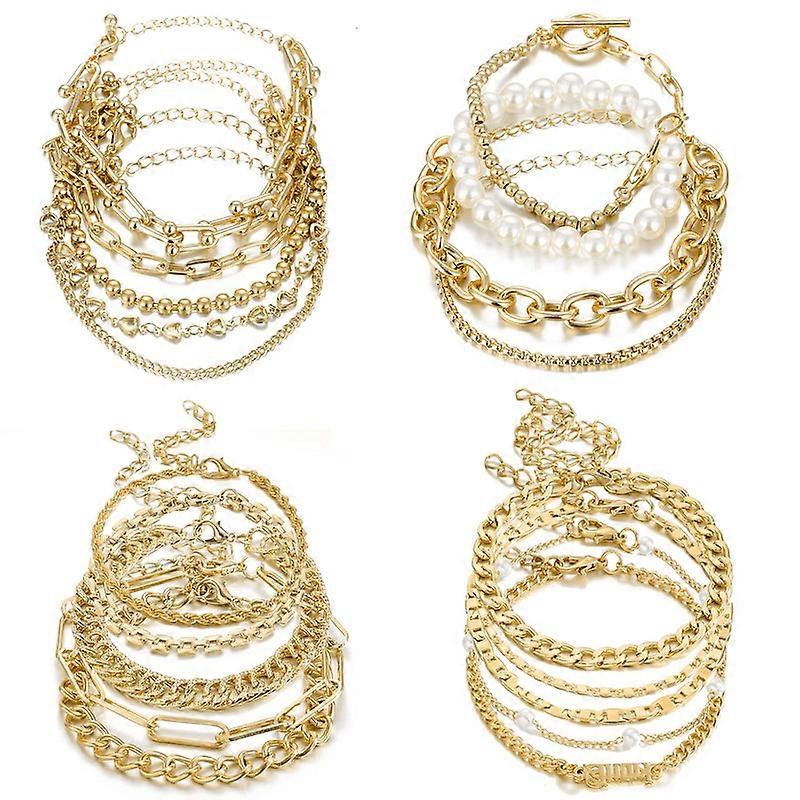 19 pcs Multiple Layered Stackable Bangle Rose gold Gold Bracelets