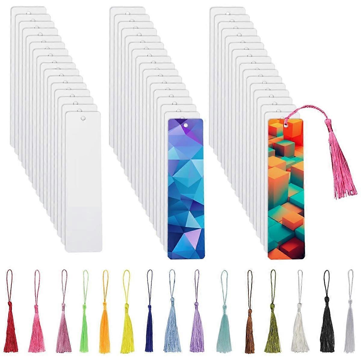 50Pcs Sublimation Bookmark Blank Heat Transfer Aluminum Metal Bookmarks Bulk DIY Bookmarks with Hol