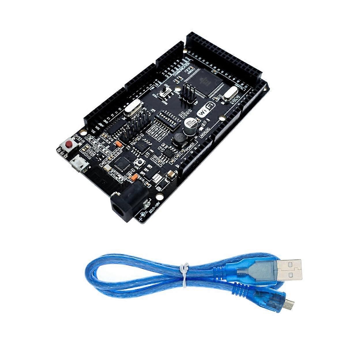 WIFI R3 ATMEGA2560 + ESP8266 (32MB geheugen) Ontwikkelbord USB-TTL CH340G met 30cm Blauw Micro-Ca