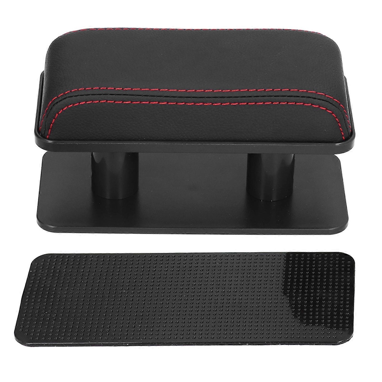 Car Adjustable Armrest Left Elbow Support Bracket Pad AntiFatigue AntiSlip Automobile Inside Modification(Black  Red Edge )