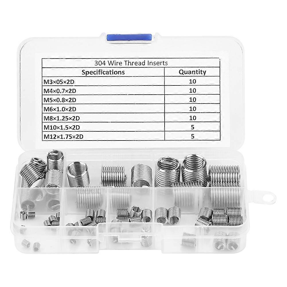 60pcs  M3-m12 Stainless Steel Ss304 Coiled Wire Helical Screw Thread Inserts