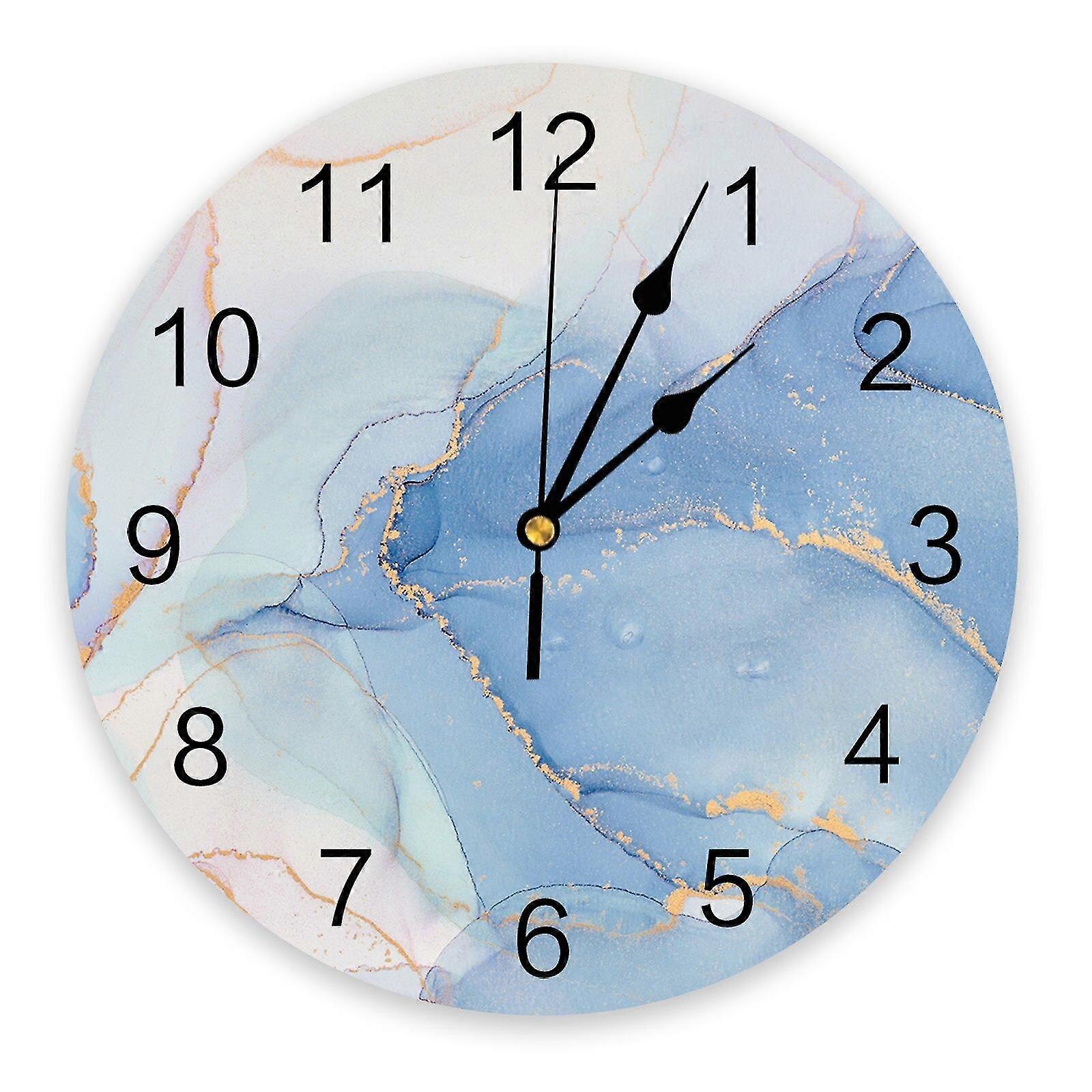 Jianghuo Marmor Textur Bläckmålning Linjer Väggklocka Heminredning Sovrum Tyst Oclock Watch Vägg Digital Klocka Väggklocka
