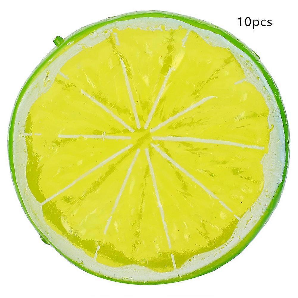 10pcs Fake Lemon Slice Artificial Fruit Simulation Lifelike Photograph Props for Home (Green)