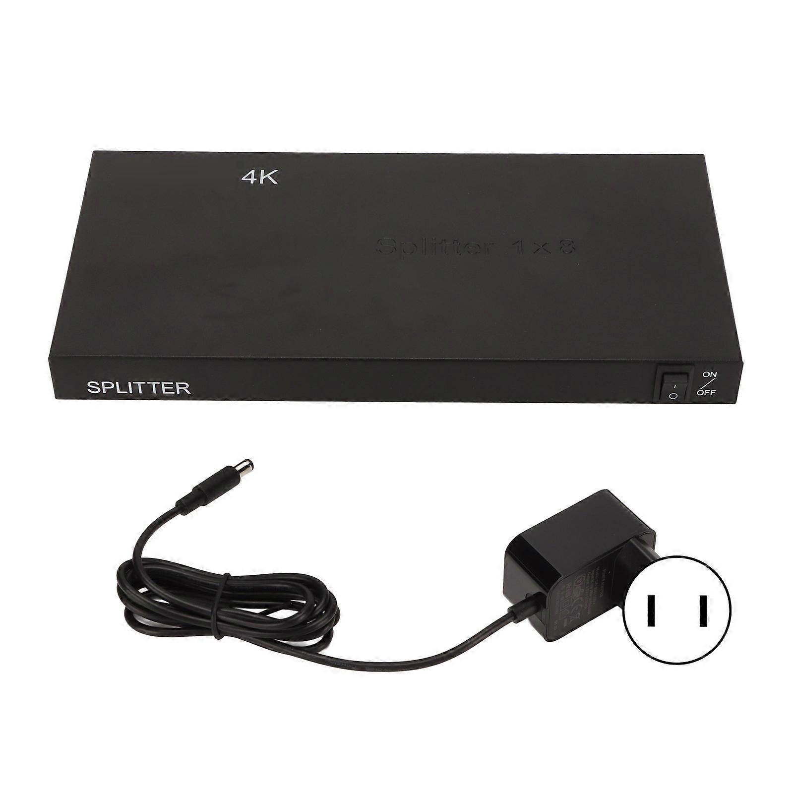 HD Multimedia Interface Splitter 4K 1x8 Sound Video Distributor with Charger for PS3 4 5 for Switch TV Monitor PC US Plug