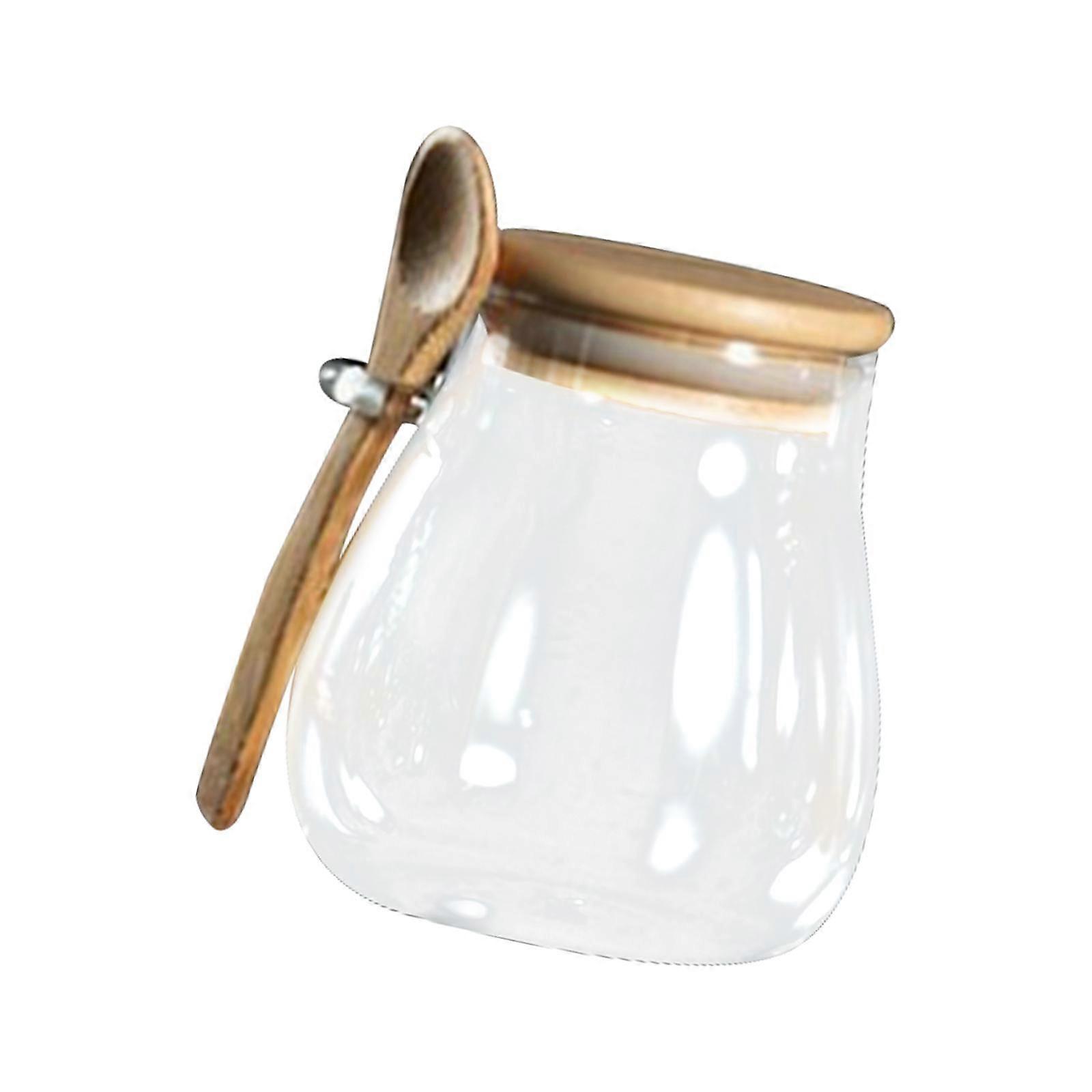 Airtight Jar with Bamboo Lid and Spoon Seasoning Jar for Refrigerator