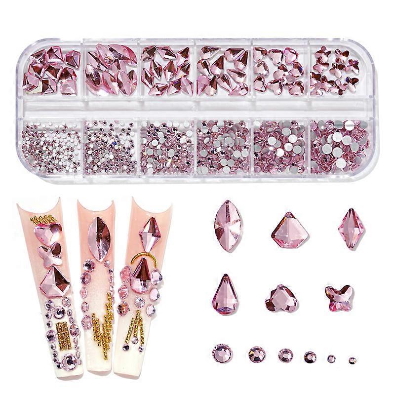 3D Glitter Nail Art AB/Colorful Hotfix Rhinestones Flatback Crystal Diamond Gems Multi Size12 Gird