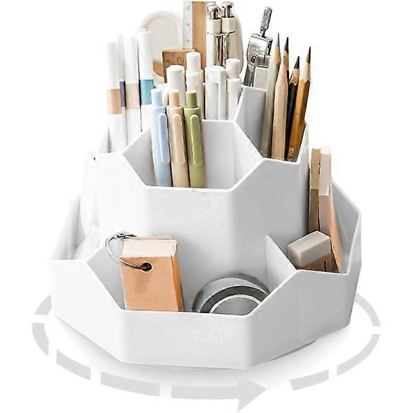 Rotating Pen Holder, Stationary Organizer, Desk Pen Holder 9 Compartments, Upgraded Large Capacity 360 Rotatable, Holds Pens (Grey)