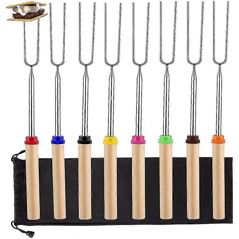 Marshmallow Roasting Sticks Telescoping Marshmallow Skewers & Hot Dog Forks With Wooden Handle Bag