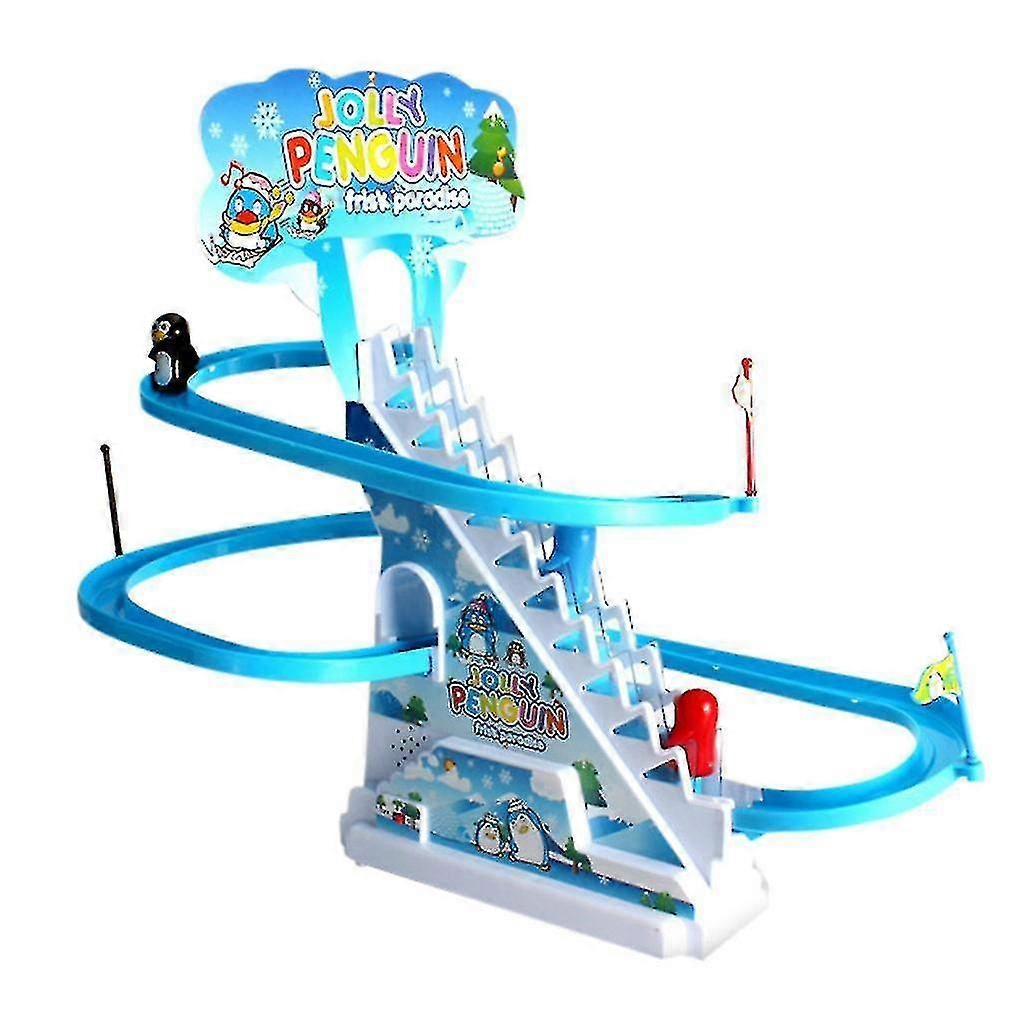 Penguin Sliding Track Puzzle Electric Race Train Track Toy With Music