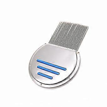 Stainless Steel Metal Headlice Nit Removal Comb With Spiral Grooves Blue) (1pc)