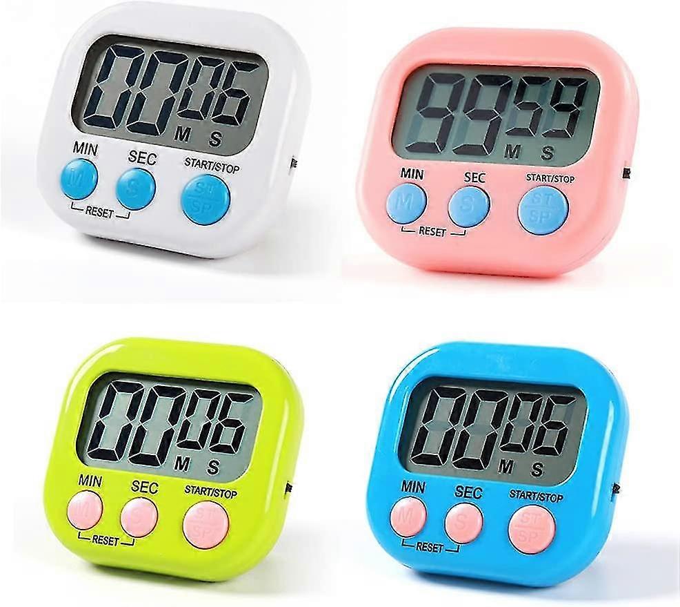4 Set Digital Kitchen Timer Magnetic Backing Stand, Timers For Baking, Kitchen