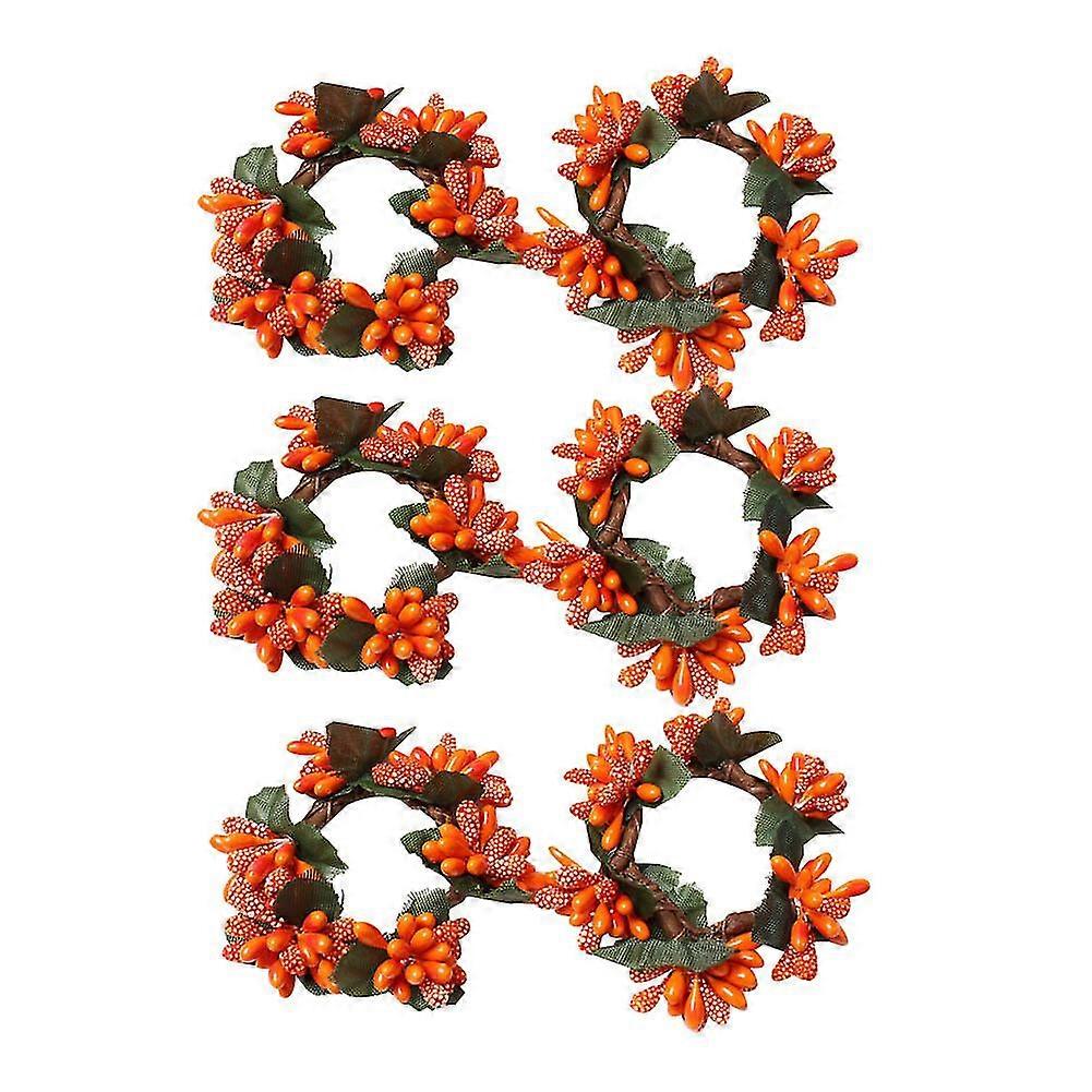 6 Pcs Fall Napkin Rings Flower Napkin Holders Christmas Paty Buckle Rings Theme Dinner Table Rings