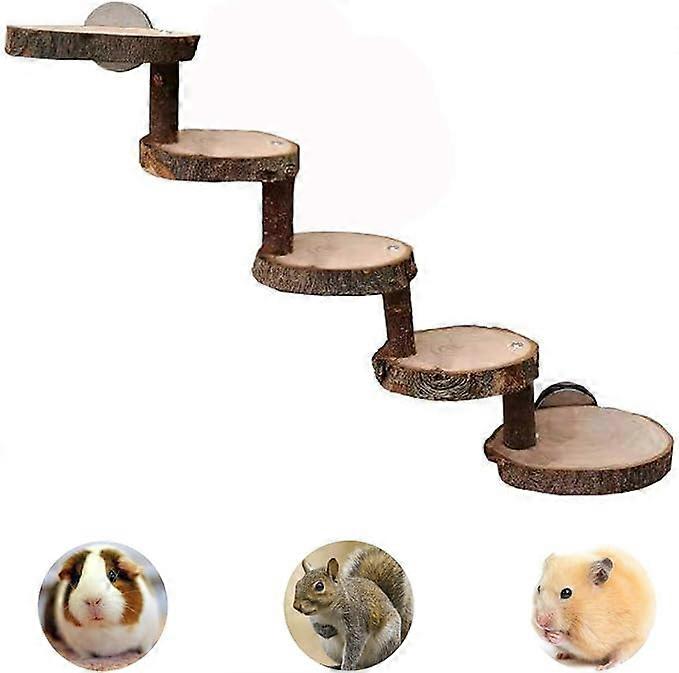 Natural Apple Wooden Hamster Chew Toys Ladder Bridge for Parrot Ferret Squirrel Hamster Rat Small Animals Little Rodent to Play and Exercise