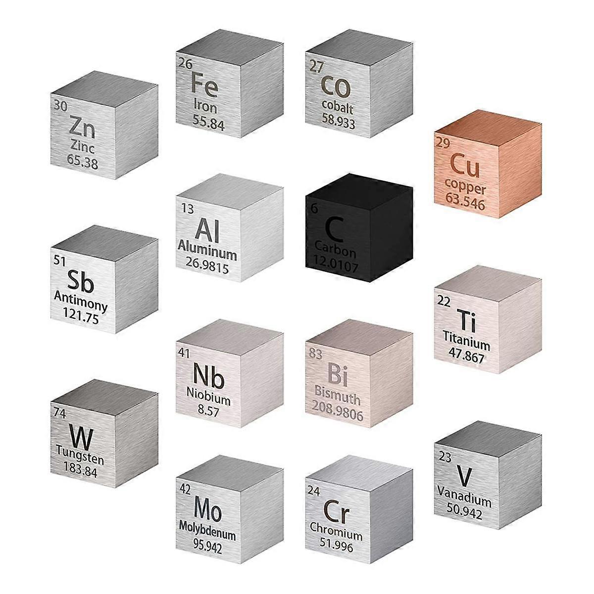 14 Piece Elements Square Set 15mm Density Square Pure Metal Periodic Table Metal Square Elements Se