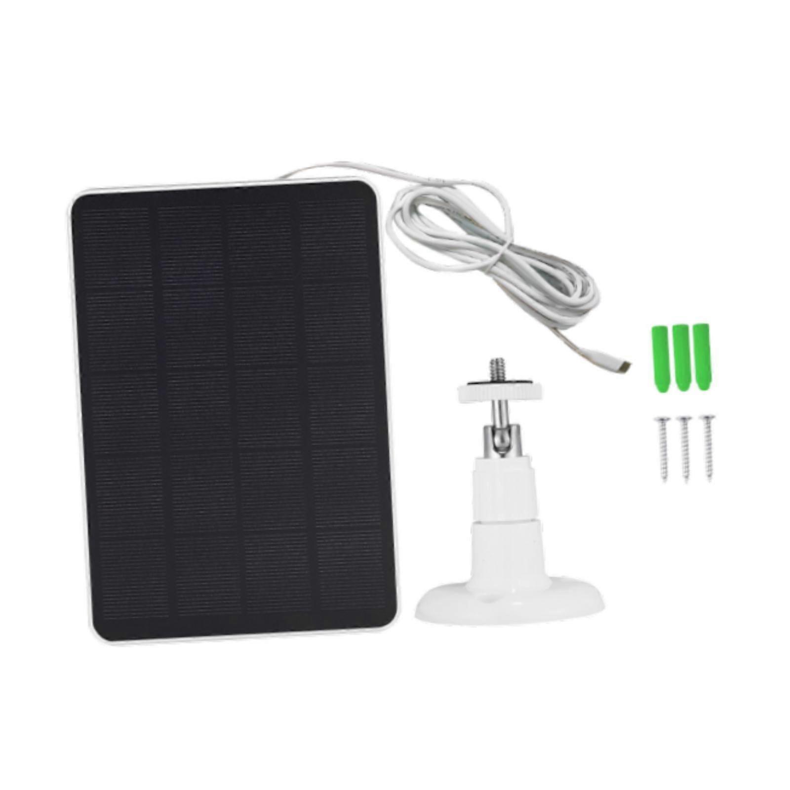 Solar Panel Charger Weather Resistant Easy to Install Accessories for Camera White