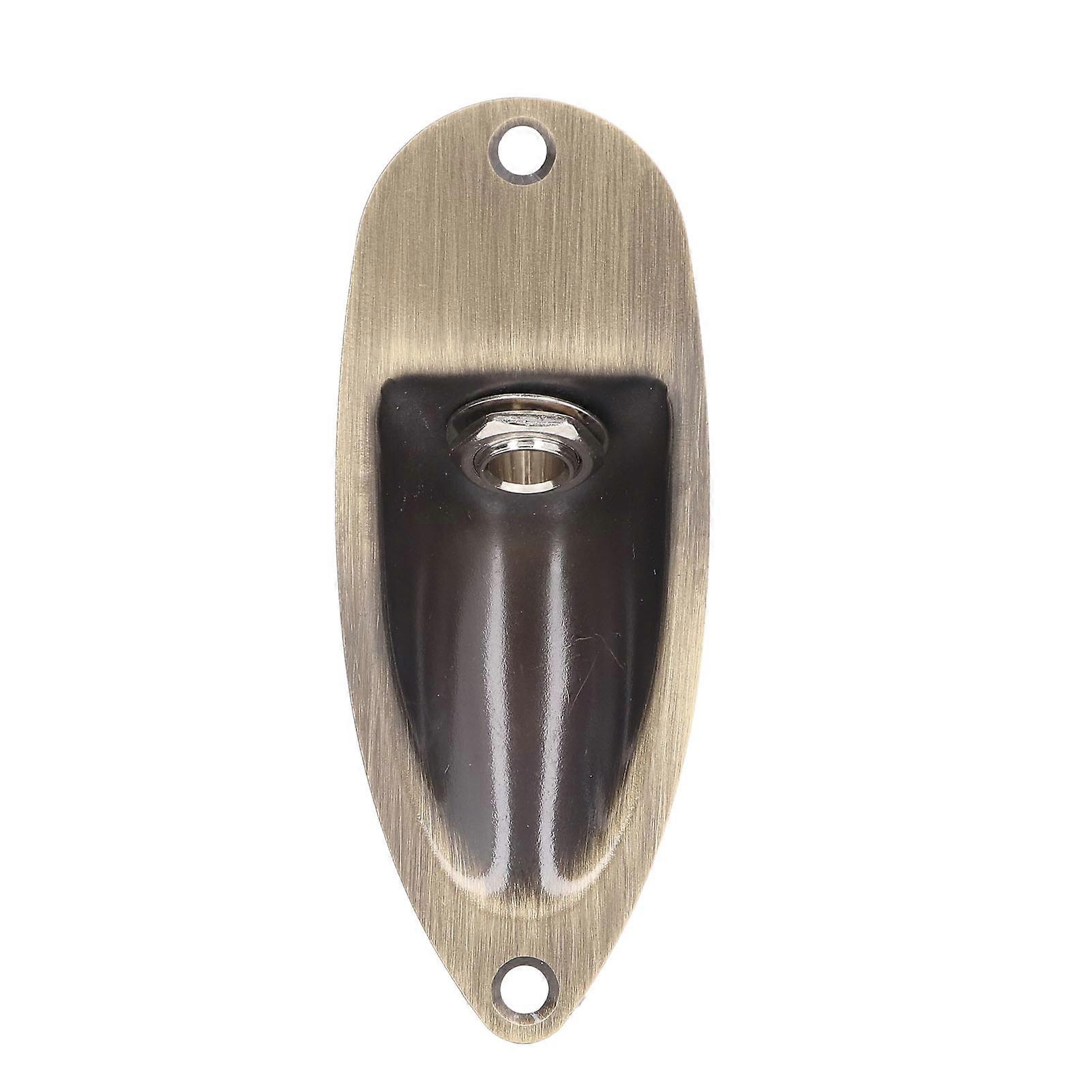 Guitar Input Output Jack Socket Plate Boat Style Electric Guitar Replacement Parts Bronze Color 6.35mm GT47 Beige Plughole
