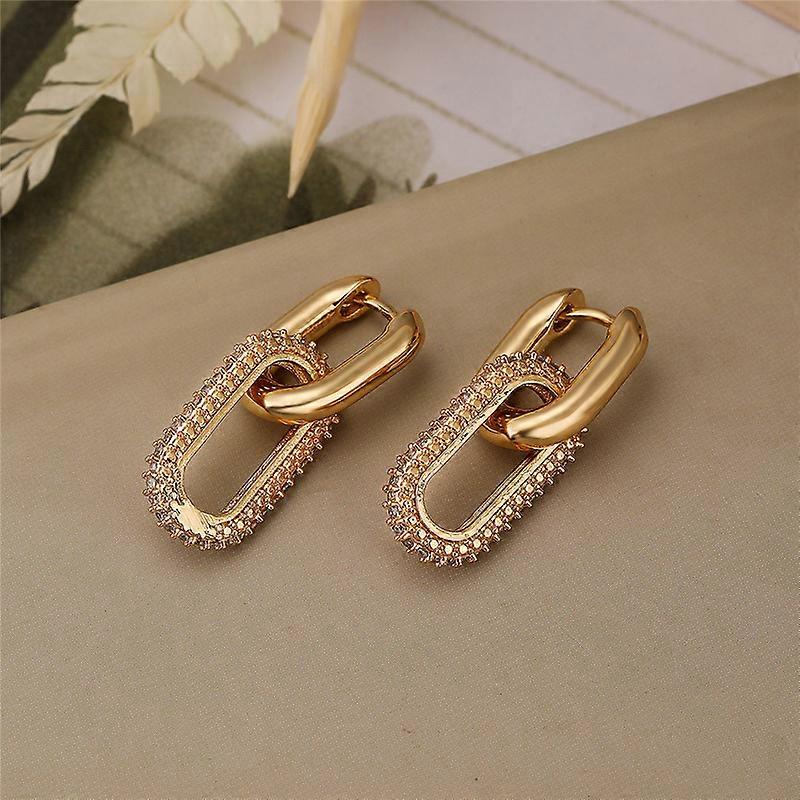 Retro Double Loop Design Drop Brincos Ouro Cor Prata Geométrica Brincos Redondos para Mulheres Meninas Punk Hip Hop Moda Jóias G