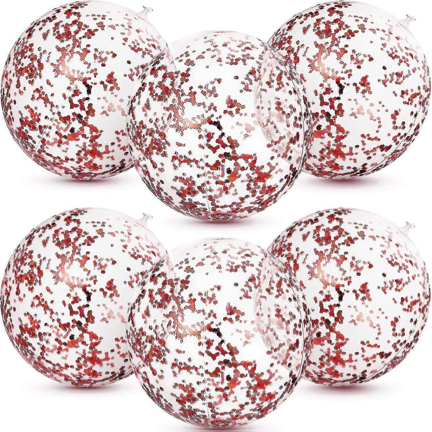 6 Pieces Inflatable Glitter Beach Ball Beach Transparent Swimming Pool Ball For Beach Play Toy Pool And Favor