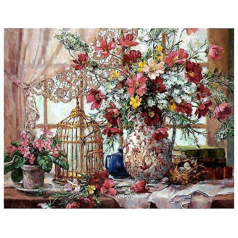 Timanttimaalaus Ristipisto Kauniit kukkaorkideat Hieno abstrakti timantti Koko pyöreä kirjonta