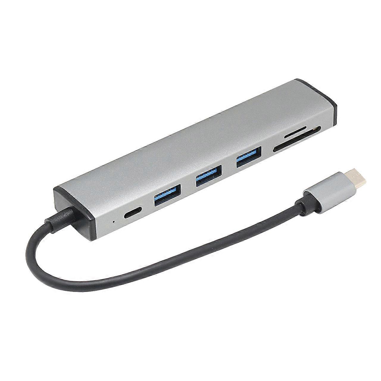 6-in-1 USB C Hub Type-C to USB3.0X3+PDx1+SD/TFx1 Card Reader Docking Station with Type-C Hard Drive
