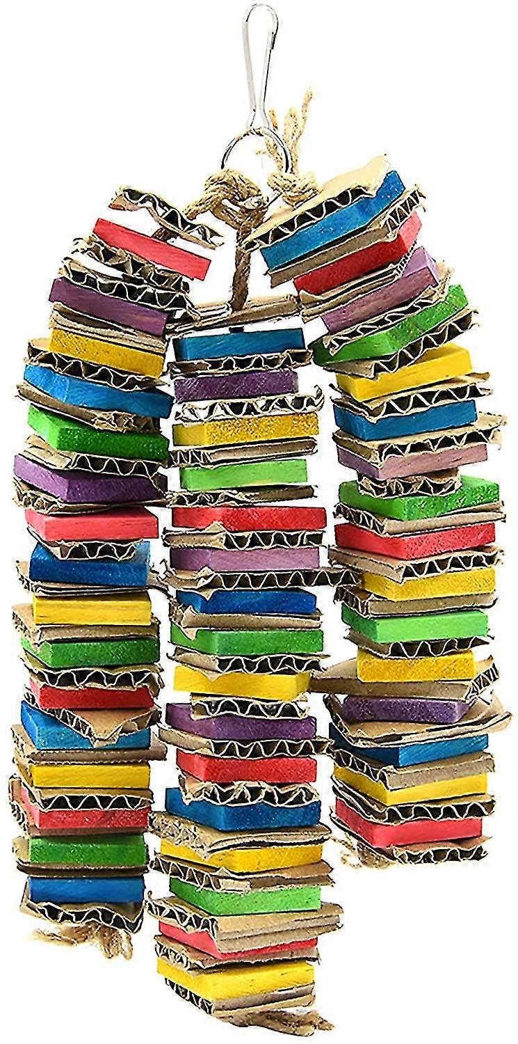 Toysà Bird Chew, Colorful Hanging Blocks Toys With String Wooden Parrot Game - 3pcs