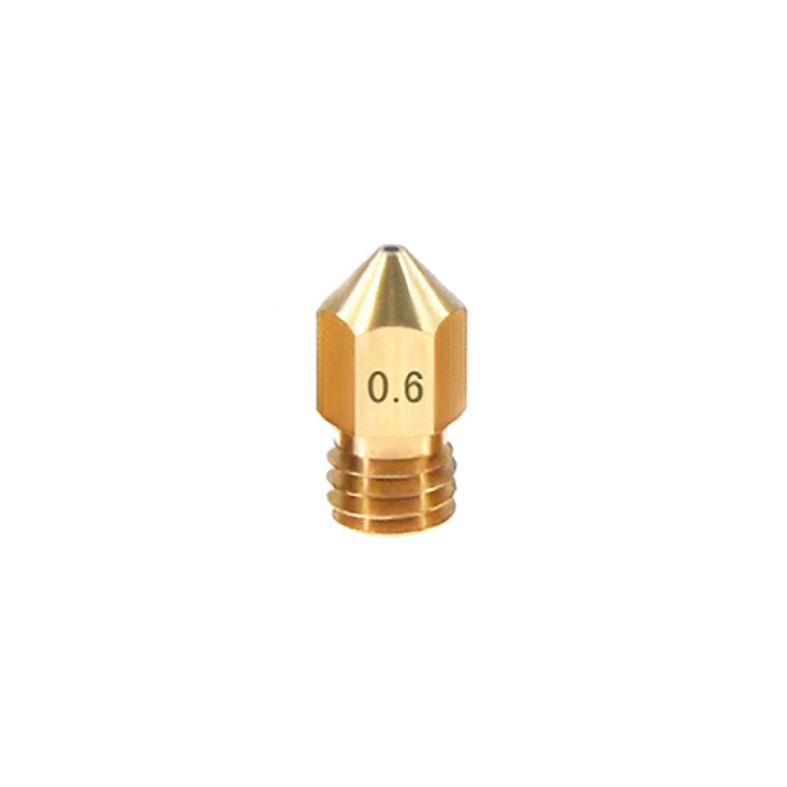 1pc 3d Printer Extruder Brass Nozzle M6 Thread Printer Head 0.6mm Output For Mk8 3d Printer 1.75mm Filament Gold 0.6mm