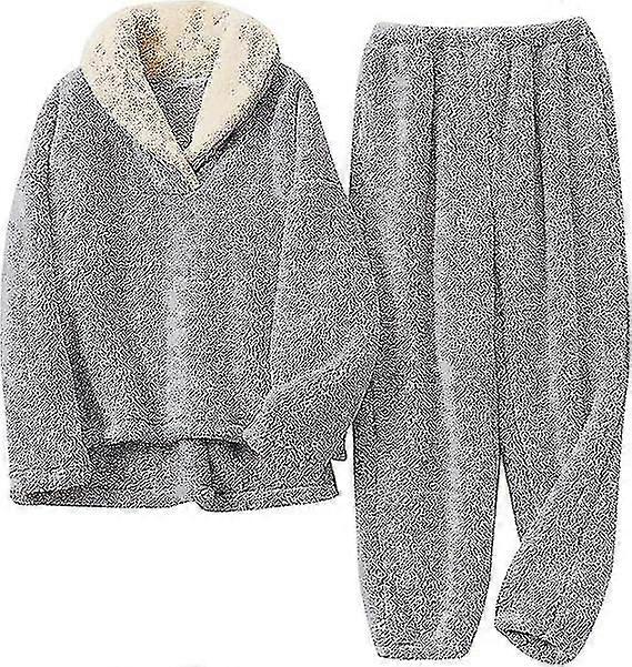 Fluffy pyjamas Set For kvinner Soft Comfy Fleece Pullover Pjs Loose Pants