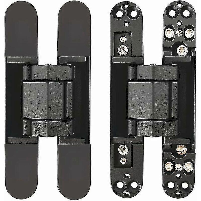 Charnières invisibles pour portes dissimulées Charnières dissimulées 3D réglables - Noir - 1 paire