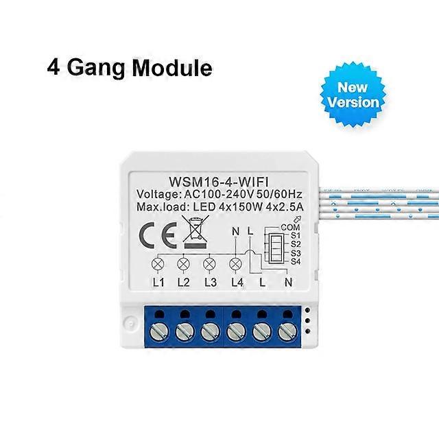 1/2/3/4 Gang Tuya WiFi Smart Switch Module With Dual Way Control, Smart
