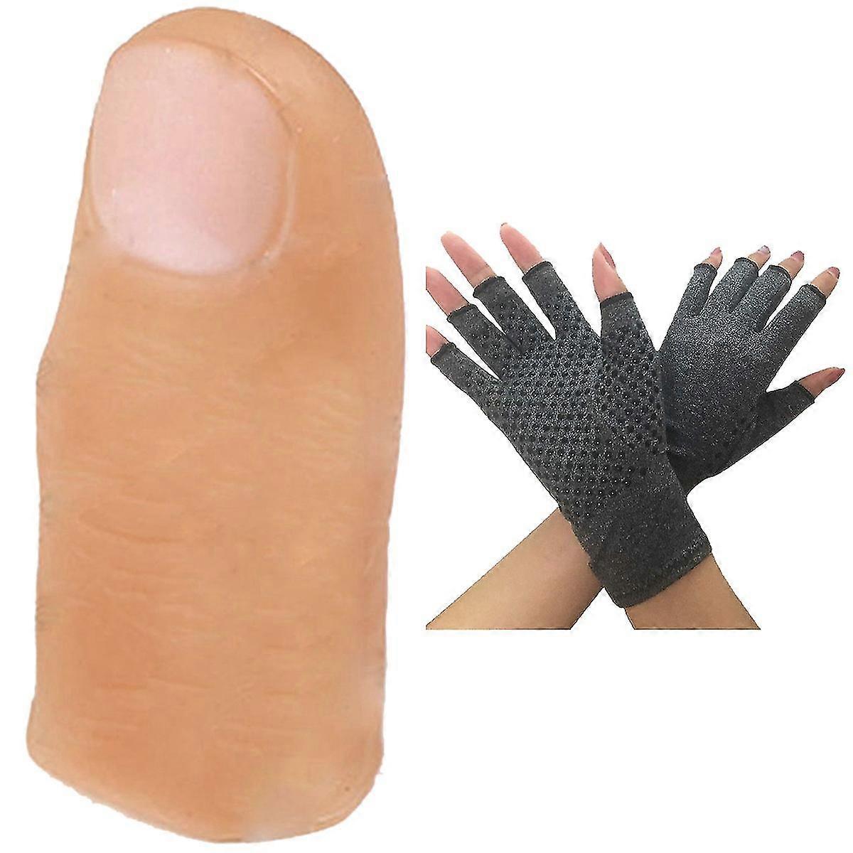 5pcs Simulation Finger Sleeve Fake Thumb Tip Finger Magic Prank Trick Prop Toys With Compression Gl