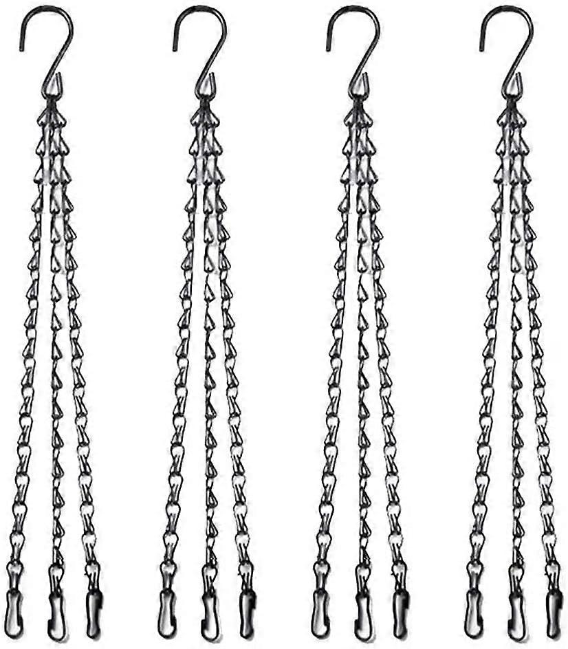 [4 Πακέτο] 40cm 3 Strand Κρεμαστό Καλάθι Αλυσίδα αντικατάστασης Γάντζος Μεταλλικής Αλυσίδας με Γάντζο και Κλιπ για Γλάστρες Γλάστρες Τροφοδότες πουλιών Φανάρια - Μαύρο