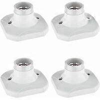 Ceramic E27 Light Bulb Socket, 4 Pcs E27 Lamp Socket Holder Base for E27 Lamp Socket Wall Socket, White