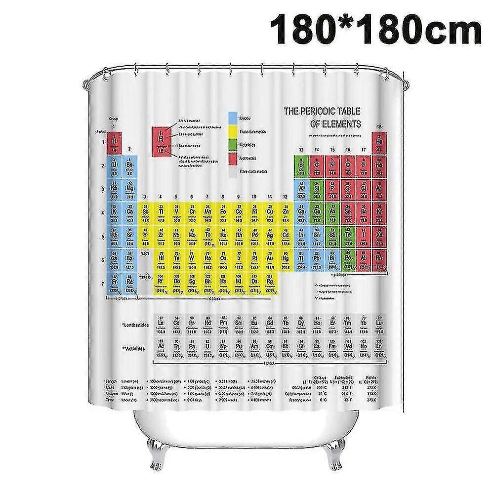 180x180cm Decorative Shower Periodic Table Multiplication With Colorful Number Durable Waterproof Polyester Fabric Bath Curtain With Hooks