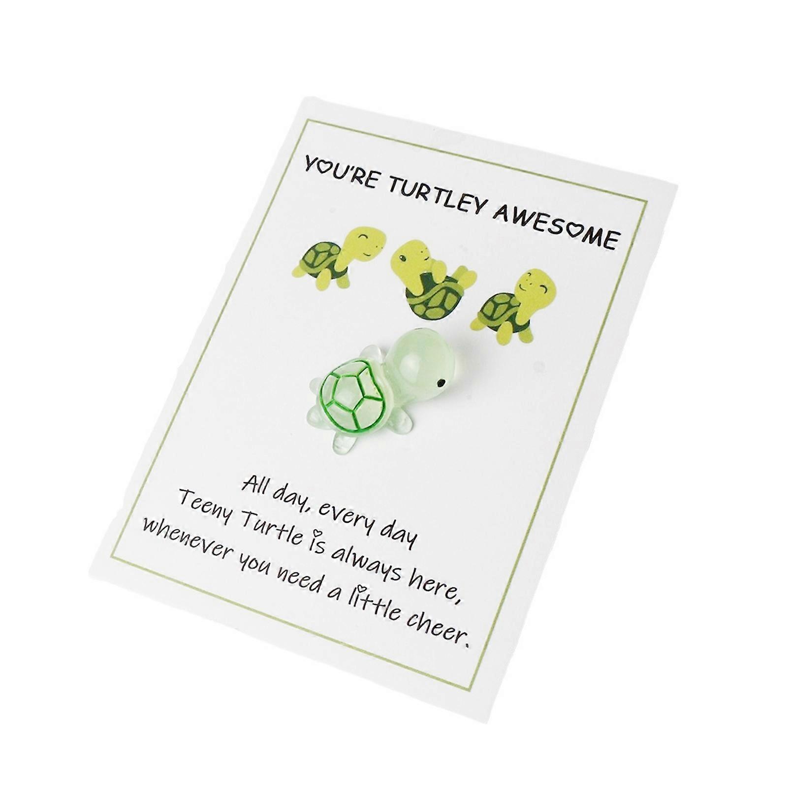 Pocket Hug Turtle Decoration with Greeting Card Emotional Support Mini Sea Tortoise Toy Ornament Friends Family Valentine's Day Keepsake Gift