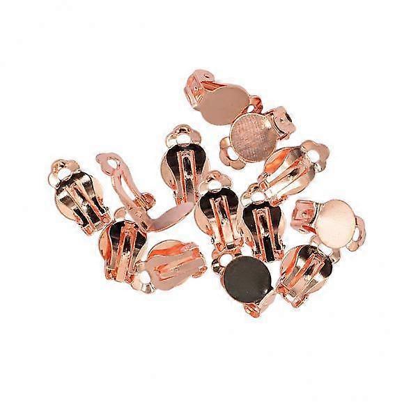 4x12Pieces Clip-On Glue on Blank Pad Earrings Findings DIY Making Rose Gold