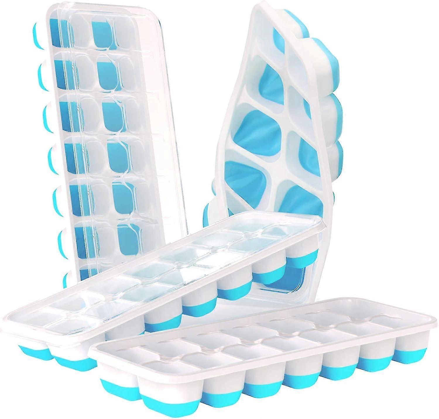 Ocean Blue - Ice Cube Mold, BPA Free with Non-Slip Lids Easy Release Silicone Ice Cube Tra^ccgv2