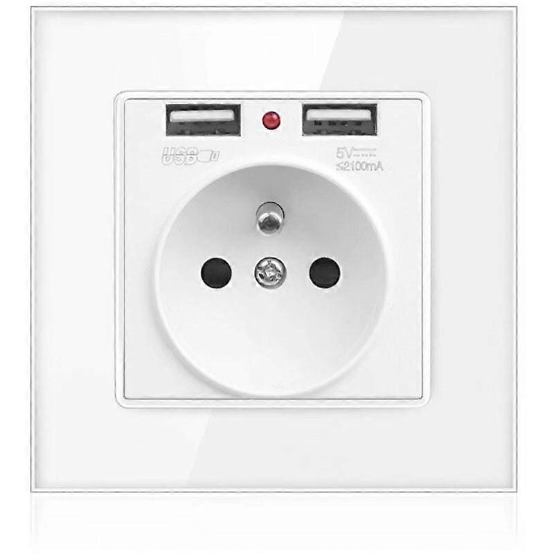 Prise Electrique Murale avec Double USB - Chargeur pour iPhone/Android prise franaise