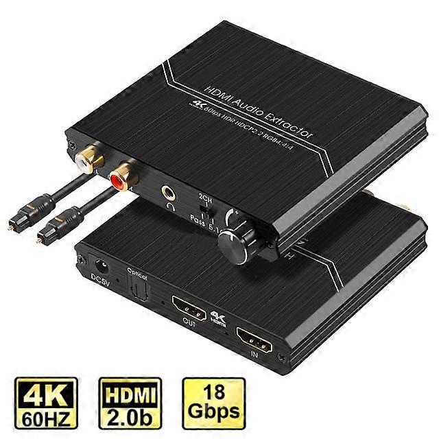 4K/60Hz HDMI 2.0 Audio Extractor Support R/L output & Volume Control YUV 4:4:4 HDR HDMI Audio Extractor HDCP 2.2