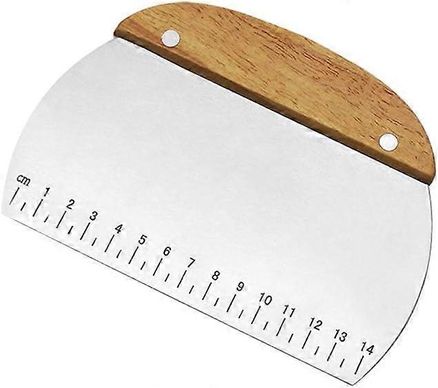 Dough Pastry Scraper and Chopper, Quick and Easy Dough Scraper with Ergonomic Wood Non-Slip Handle, Multi-Purpose Kitchen Scraper Tool