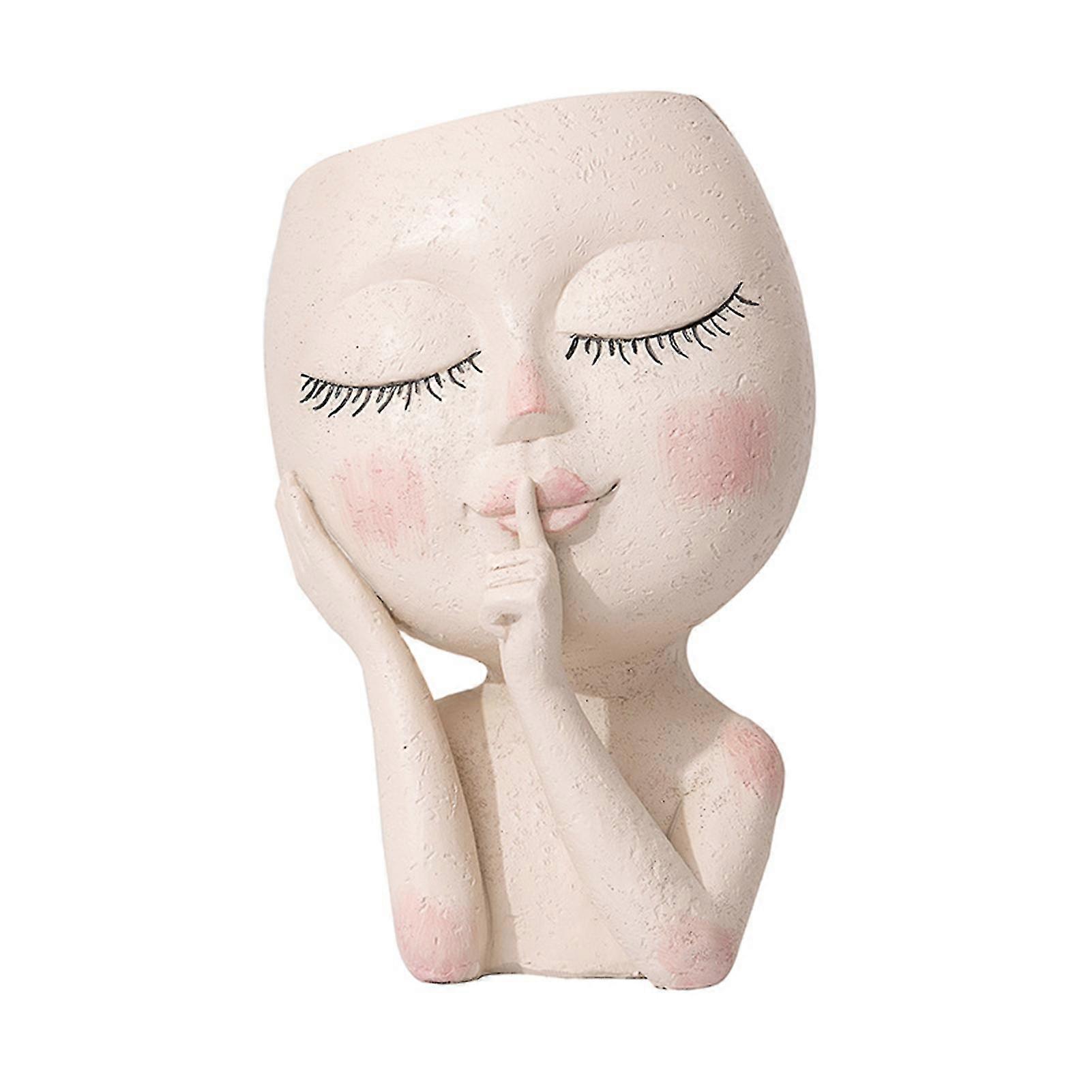 עציץ אגרטל פרחים מראה חי עיצוב חור ניקוז שרף צורת ילדה שולחן עציץ פרחים ציוד לבית עיר