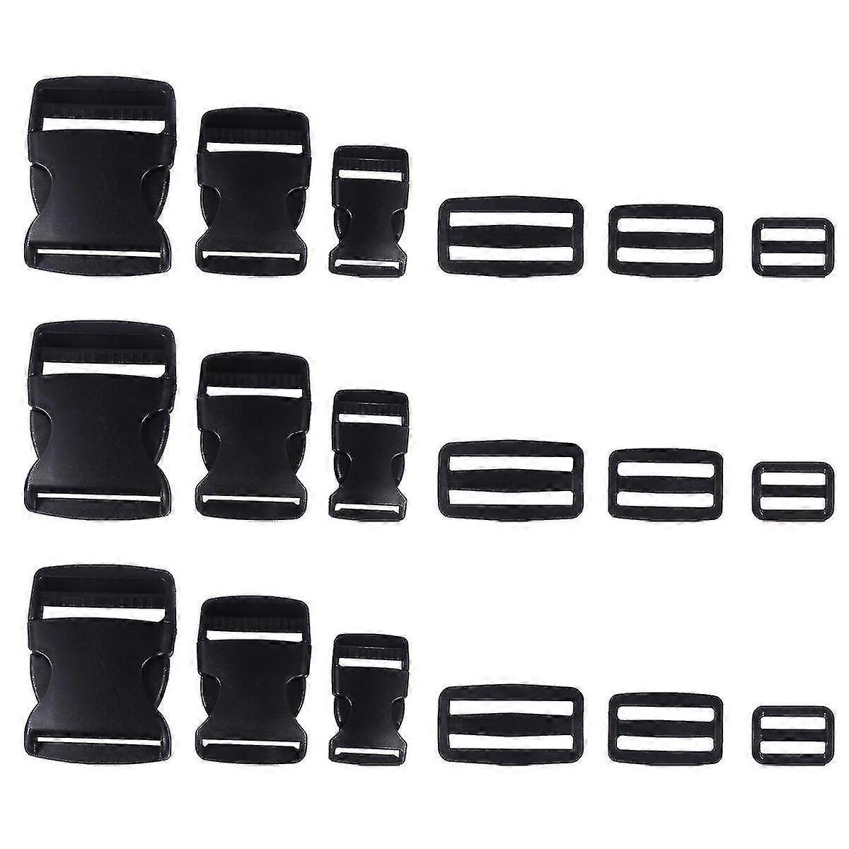 18pcs Side Release Buckles And Tri-glide Clips Plastic Buckle Webbing Slider For Backpack Bag
