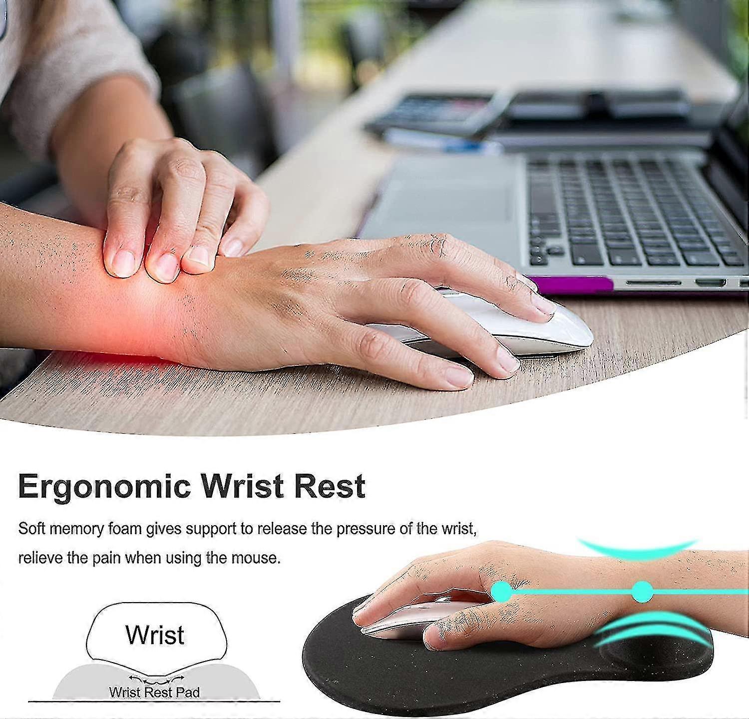 Mouse Pad With Ergonomic Wrist Support And Durable Memory Foam Cushion For