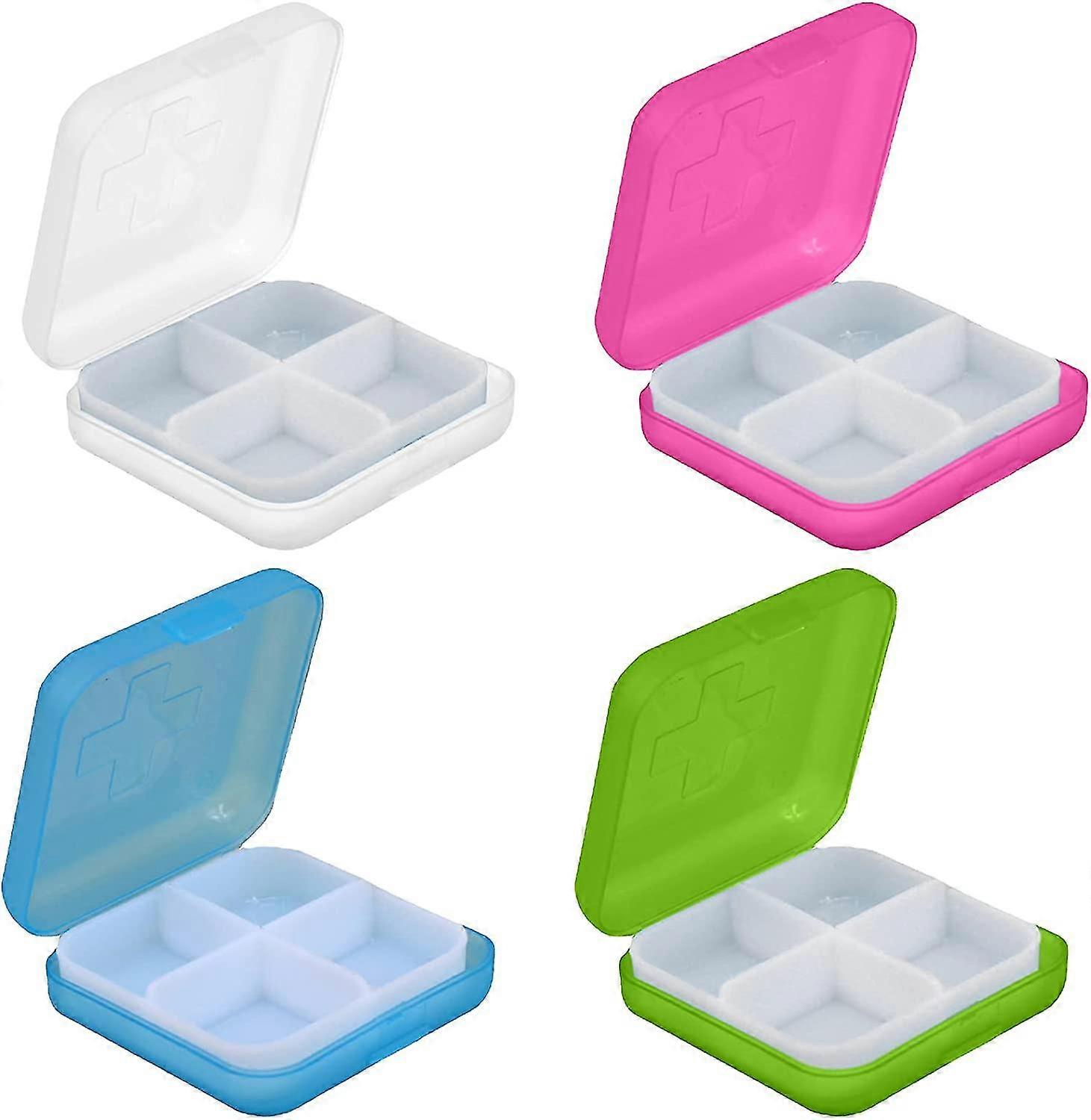 Guoguo 4 Pcs Small Pill Box, Portable Travel Pill Storage Cases,for Travel Work Use (d-583-a)